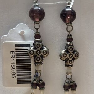 Elegant Purple and Silver Dangle Earrings